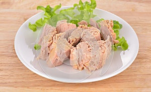 Tuna,Canned fish on white plate