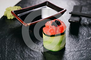 Tuna and caviar philadelphia sushi roll