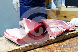 Tuna cut by professional japanese chef