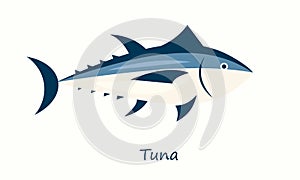 Tuna fish isolated on white background.