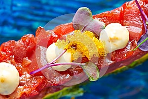 Tuna fish Tartare Tartar with wakame algae