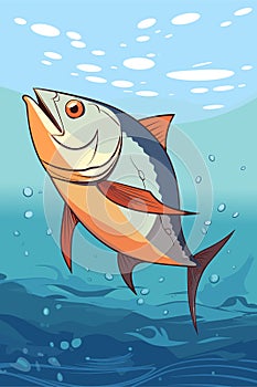 Tuna fish underwater cartoon vector