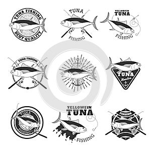 Tuna fishing. Design elements for fishing team emblem.