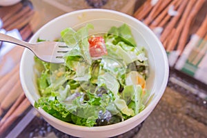 Tuna and fresh vegetable salad with boiled egg