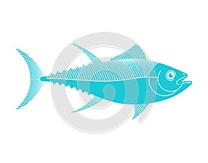 Tuna isolated. tunny Seafood fish. vector illustration