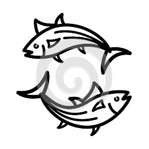 Tuna line icon vector