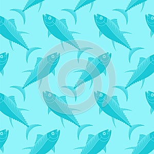 Tuna pattern seamless. tunny Seafood fish background. vector texture