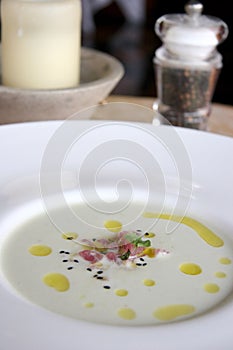 Tuna rich seafood soup photo