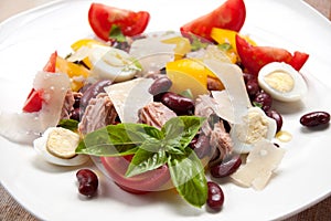 Tuna salad with beans, pepper, tomatoes photo