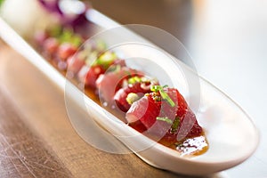 Tuna sashimi closeup.