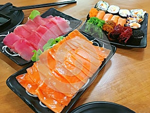 Tuna sashimi ,Tuna fish , Fresh fish , Raw tuna ,salmon , sashimi salmon