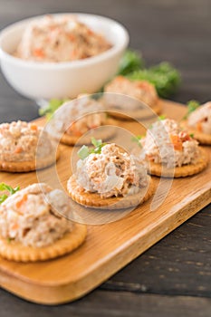 tuna spread with cracker