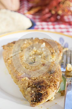 Tuna steak crumbed and fried