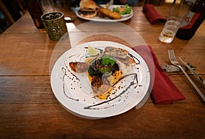 Tuna steak served in a traditional way in Azores, Portugal. photo