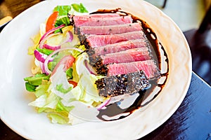 Tuna steak, Yucatan style in Campeche, Mexico