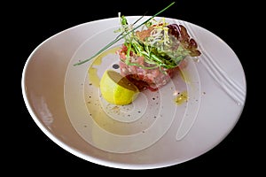 Tuna tar-tar with trout caviar photo