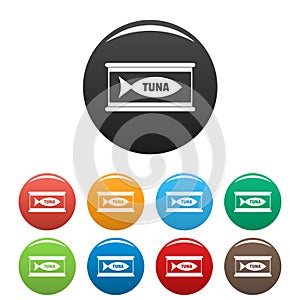 Tuna tin can icons set color