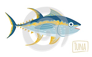 Tuna, vector cartoon illustration