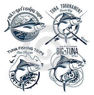 Tuna Vector Logos. Sport Fishing Club Logos.