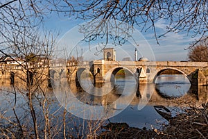 Tunca Bridge is a historic bridge connecting Edirne to Karaagac, Turkiye photo