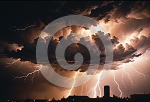 Tunder lightning bolts isolated on black background