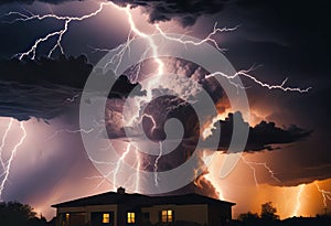 Tunder lightning bolts isolated on black background