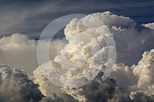 Tunderstorm clouds , blue sky