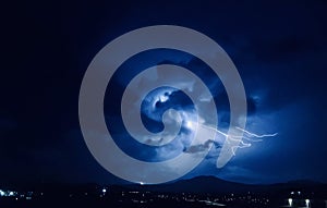 Tunderstorm and lightning