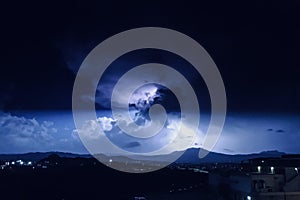 Tunderstorm and lightning