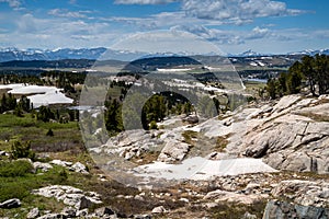 Tundra scenery and alpine lake along the Beartooth Highway in Montana and Wyoming