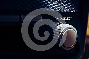 Tune Select button on a vintage and retro analogue radio