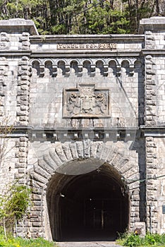 Tunel de Somport in the Abandoned railway station of Canfranc Huesca Spain