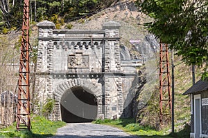 Tunel de Somport in the Abandoned railway station of Canfranc Huesca Spain