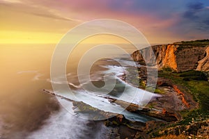 Tunelboca beach in Getxo at sunset