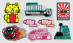 Tuner Car Decals, and Stickers in Vector format