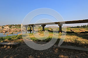 Tungabhadra river near ancient Hampi ruins, Hampi.