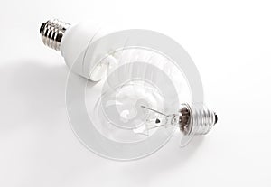 Tungsten and energy saving lightbulb