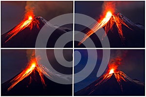 Tungurahua Volcano eruption collage