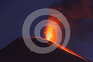 Tungurahua Volcano Night Eruption