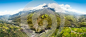 Tungurahua Volcano Panorama Aerial Shot