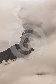 Tungurahua Volcano Surrounded In Clouds