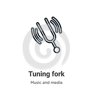 Tuning fork outline vector icon. Thin line black tuning fork icon, flat vector simple element illustration from editable music