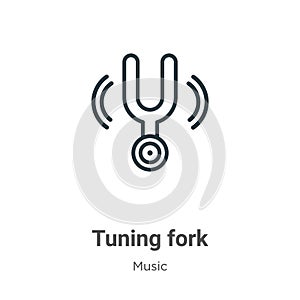 Tuning fork outline vector icon. Thin line black tuning fork icon, flat vector simple element illustration from editable music