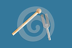 Tuning fork in sound therapy or tunning musical instruments