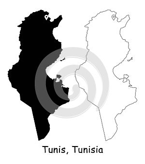 Tunis, Tunisia. Detailed Country Map with Location Pin on Capital City.