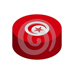 Isometric 3D circle vector flag of Tunisia
