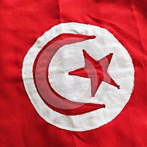 Tunisia flag. Fabric handmade