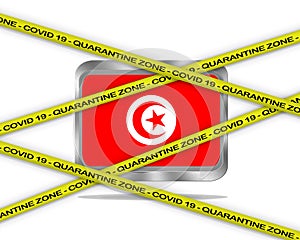 Tunisia flag illustration. Coronavirus danger area, quarantined country