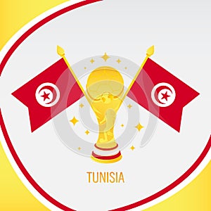 Tunisia Gold Football Trophy / Cup and Flag