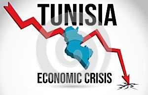 Tunisia Map Financial Crisis Economic Collapse Market Crash Global Meltdown Vector